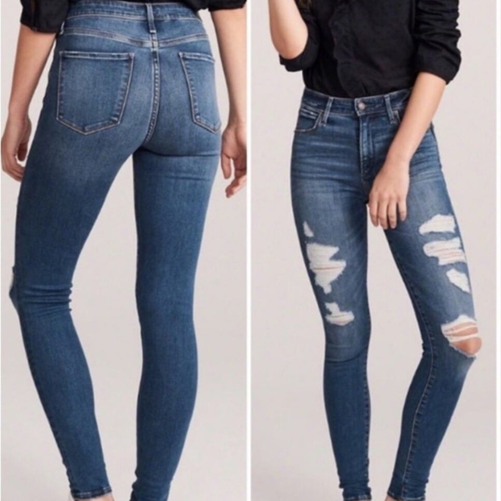 Abercrombie Simone High Rise Super Skinny Jeans NWT 26 SHORT 2S Blue Distressed - Picture 3 of 17